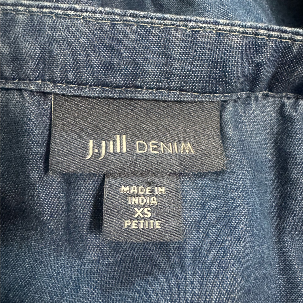 J. Jill Denim Embroidered Indigo A-Line Dress Size XSP - Picture 7 of 9